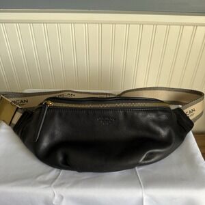 American Leather Co. Rayne Large Sling Bag Fanny Pack Purse Black Leather